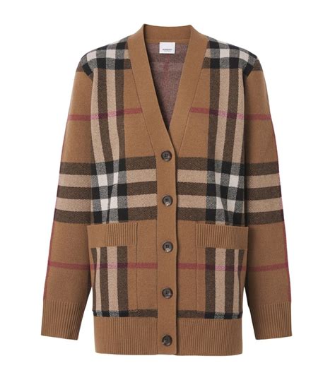 hooded burberry cardigan|Burberry check wool cardigan.